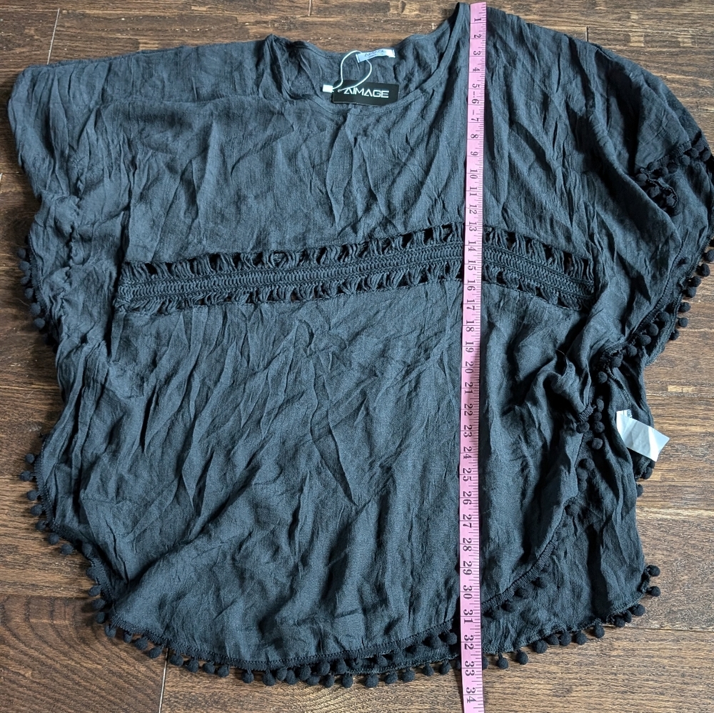 NWT AIMAGE Swim Suit Coverup Poncho Black - Picture 8 of 8